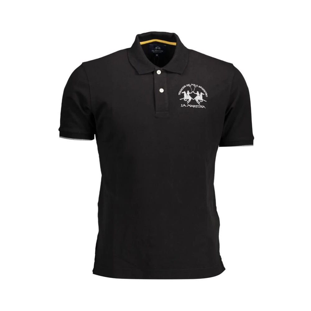 La Martina Men's Black Stylish Polo Shirt With Contrast Details