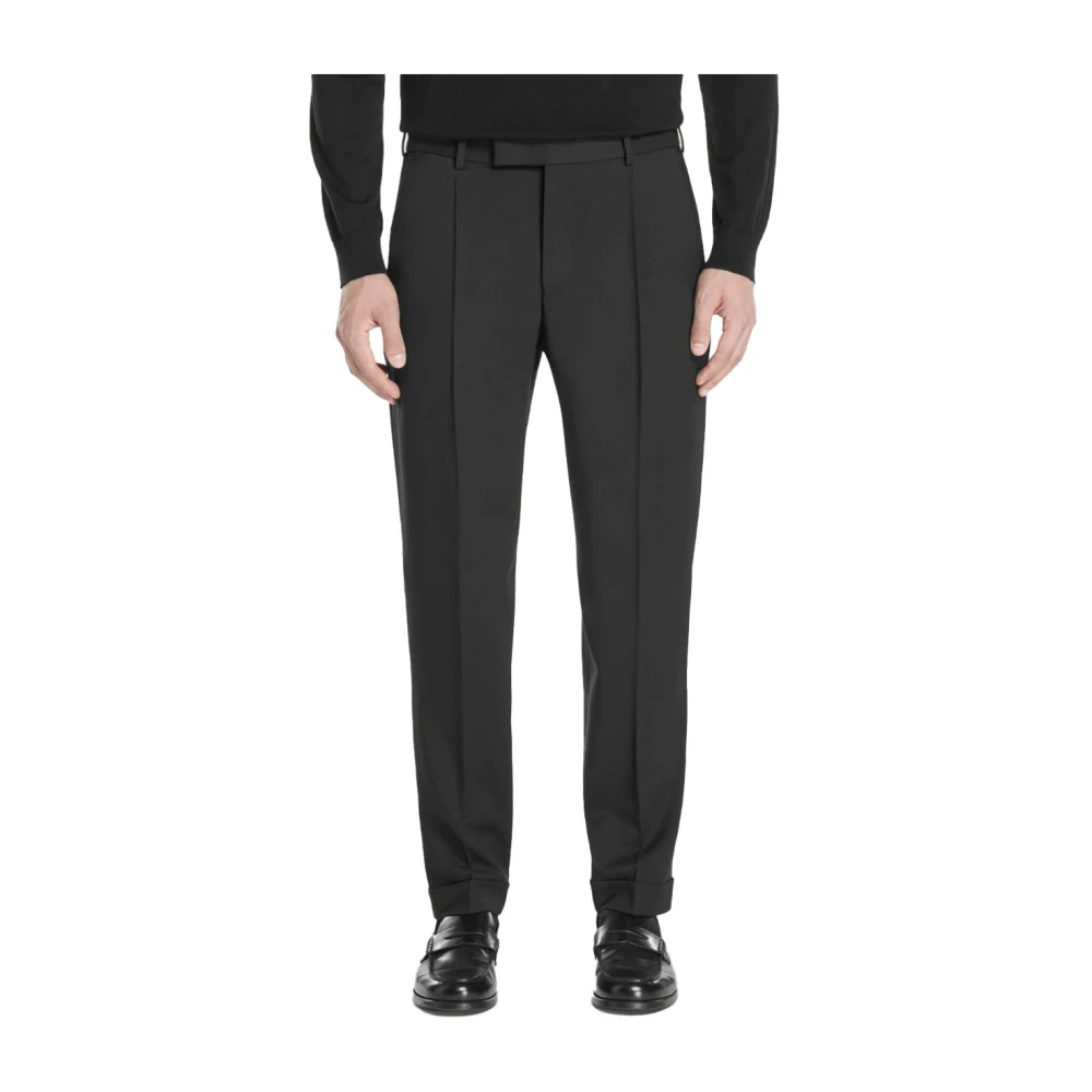 PT Torino Relaxte wollen broek enkel lengte Black Heren