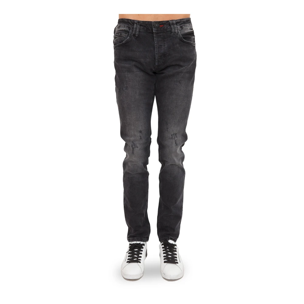 Philipp Plein Men's Black Super Straight Cut Skull Jeans - Straight Fit Jeans - W33 - Jeans
