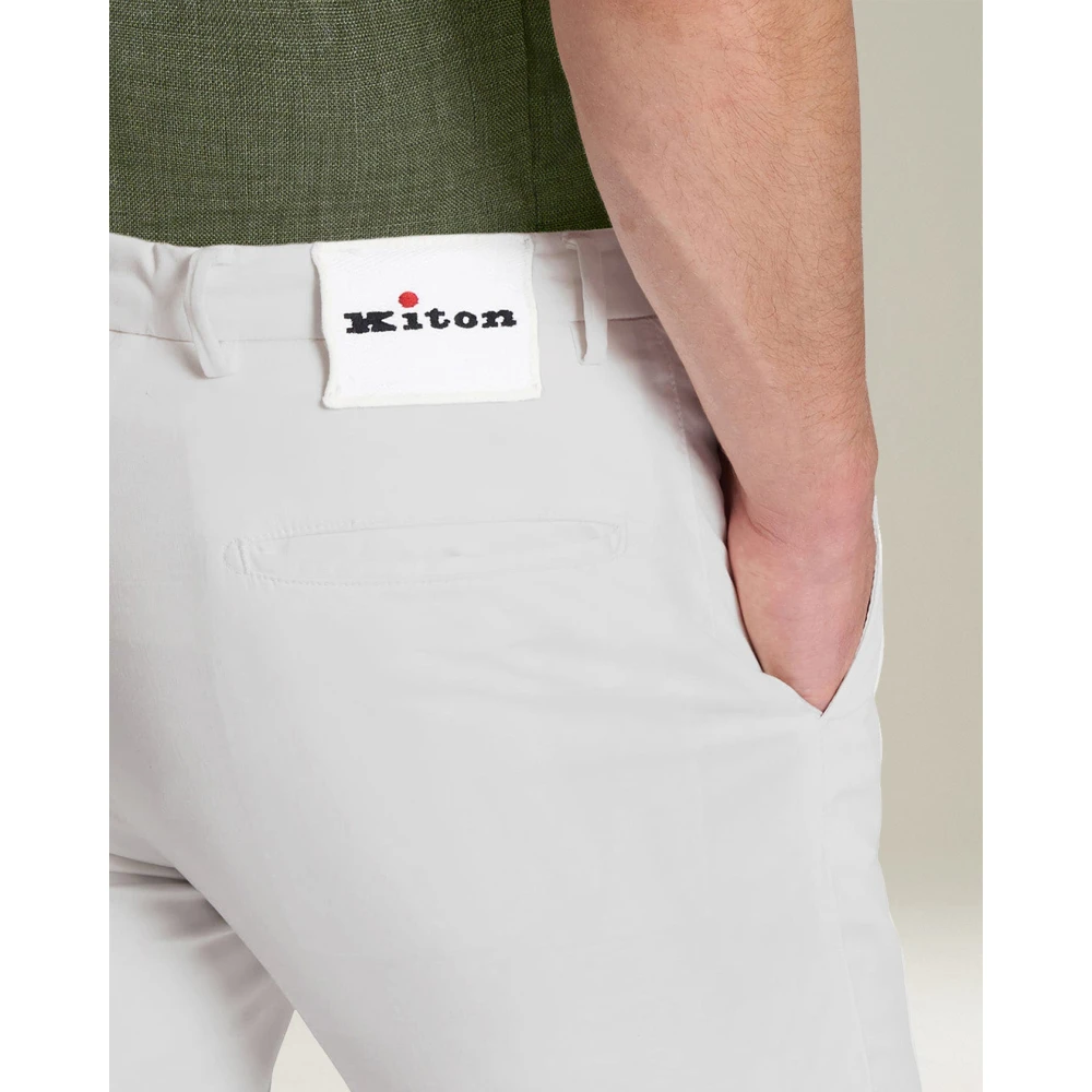Kiton Roomkatoen Slim Fit Broek Gray Heren