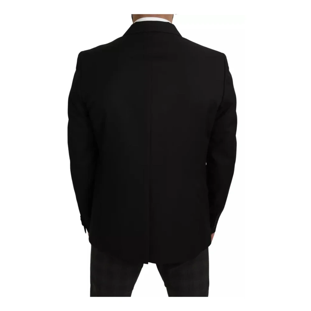 Dolce & Gabbana Zwarte wollen Slim Fit Notch Jacket Black Heren