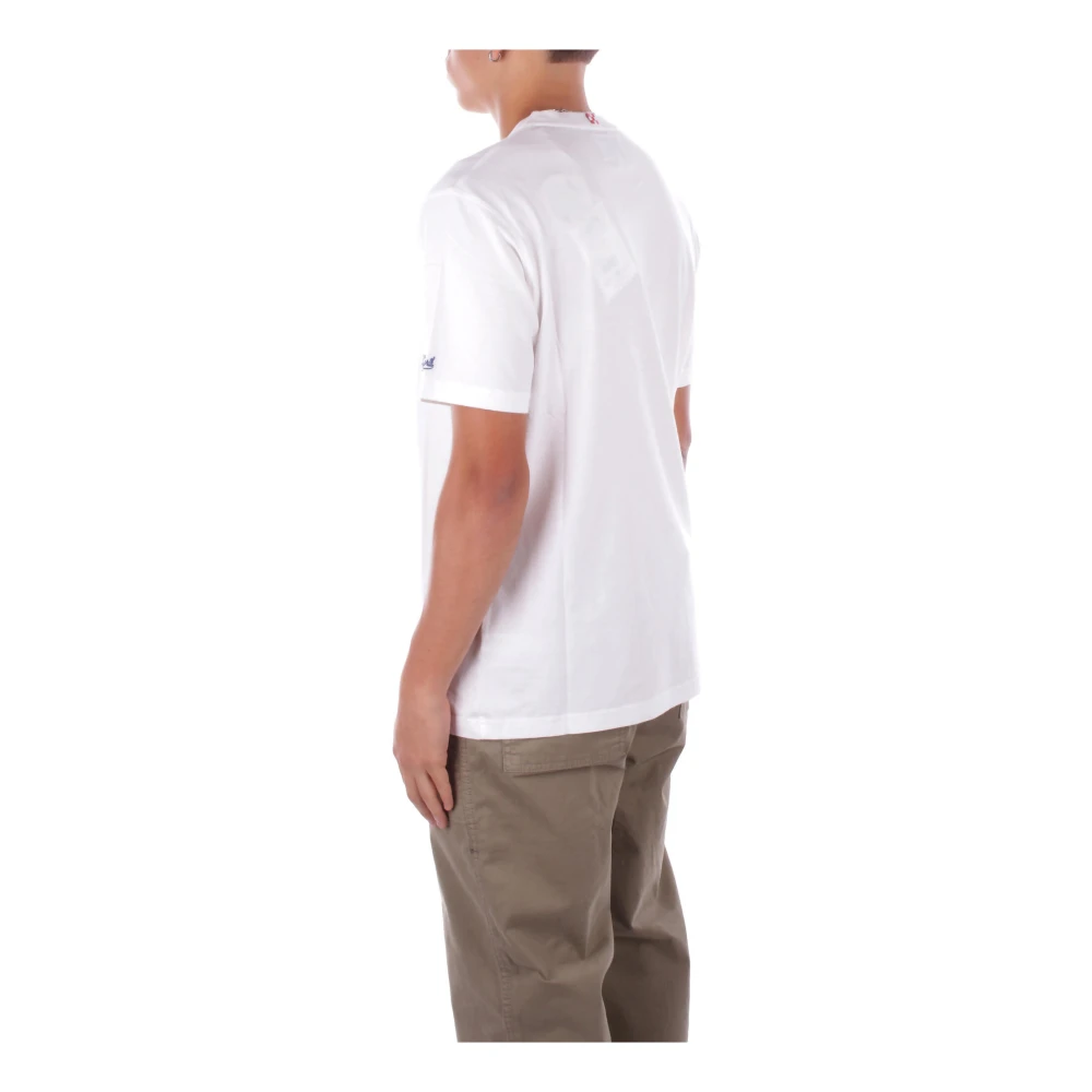 Saint Barth Logo Zij T-shirts en Polos White Heren