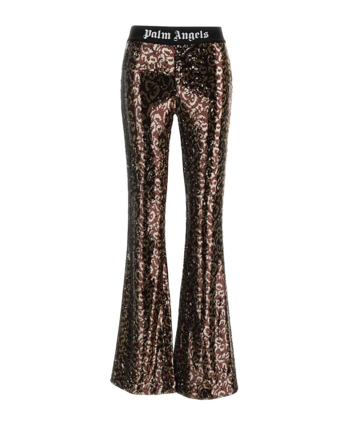 logo-tape-sequins-flare-trousers
