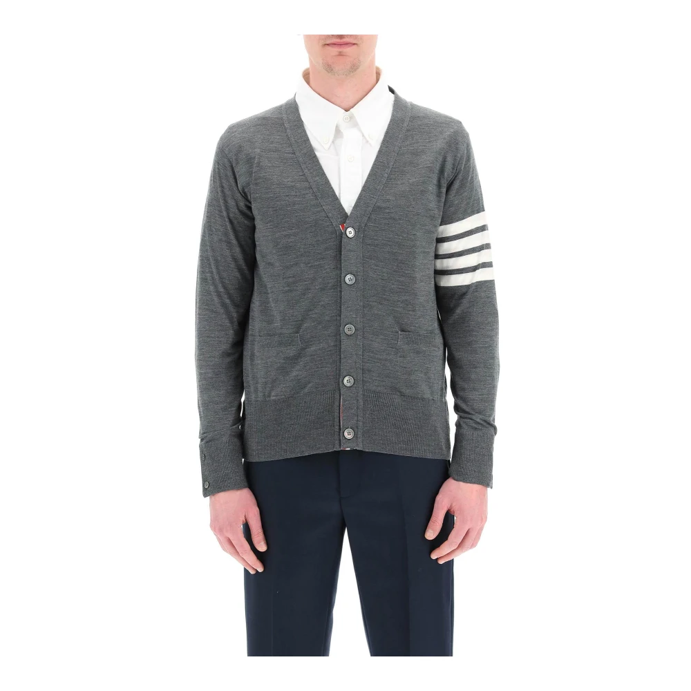 Thom Browne 4-bar cardigan met knoopsluiting Gray Heren