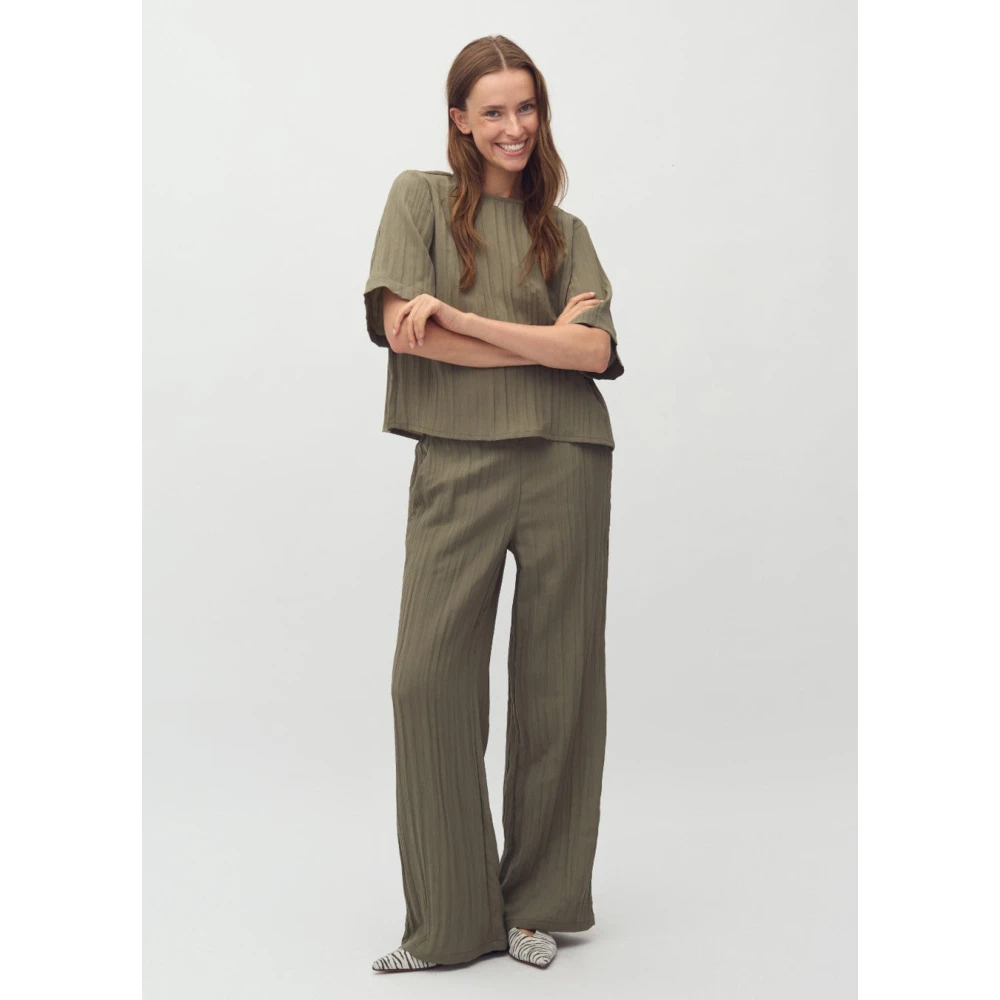 MbyM Groene Gestreepte Wijde Broek Green Dames
