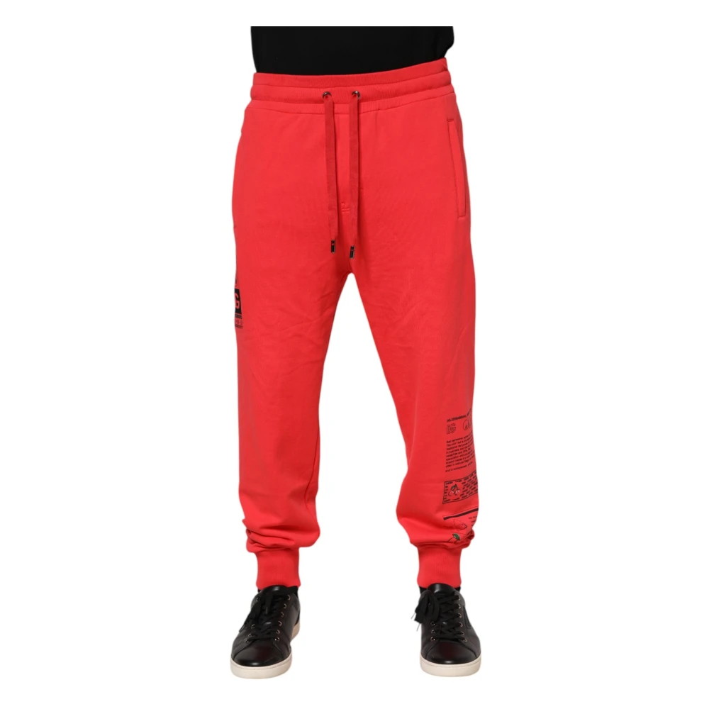 Dolce & Gabbana Uomo Rosso - Pantaloni Jogger In Cotone - Trousers - M