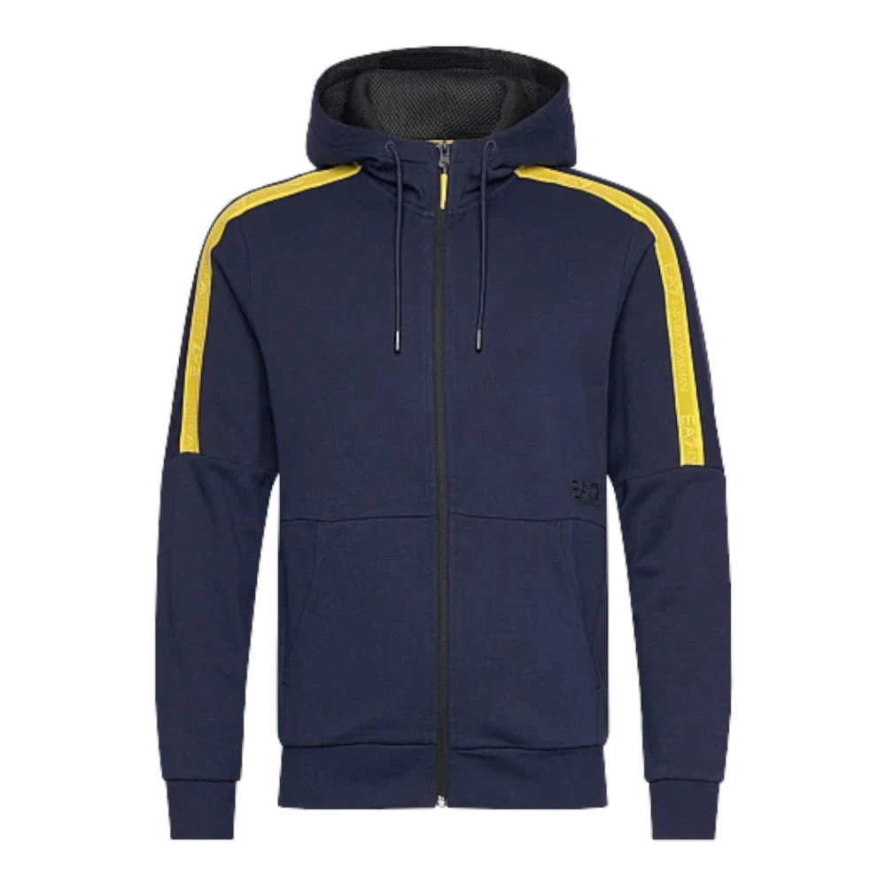 Emporio Armani EA7 Blauwe hoodie met rits voor mannen Blue Heren