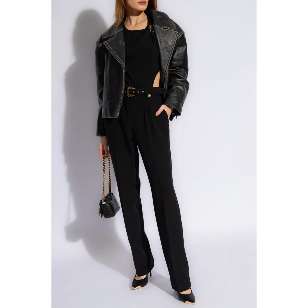 Versace Jeans Couture Broek met hoge taille Black Dames