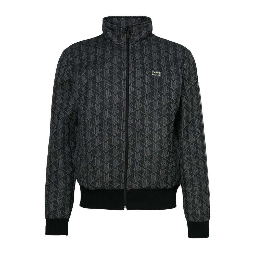 Lacoste Zwarte Zip Sweater Paris Stijl Black Heren