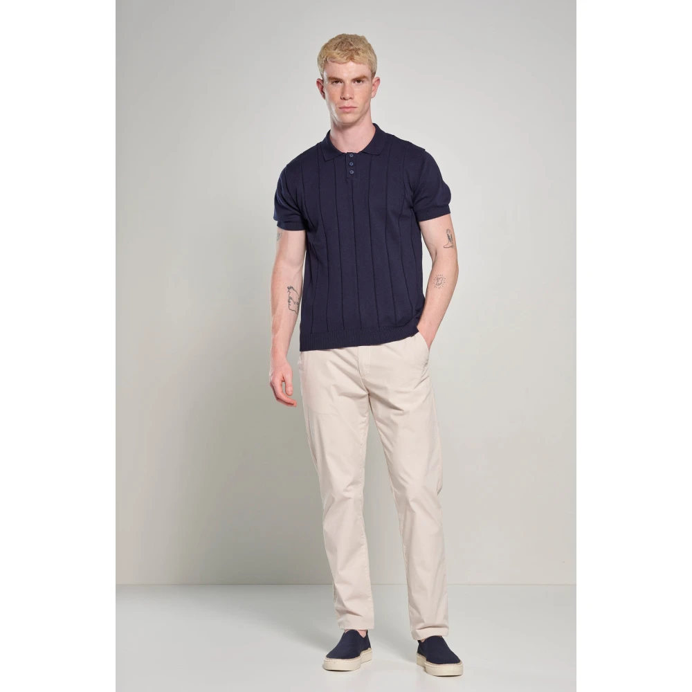 BomBoogie Katoenen trui met brede geribbelde kraag Blue Heren