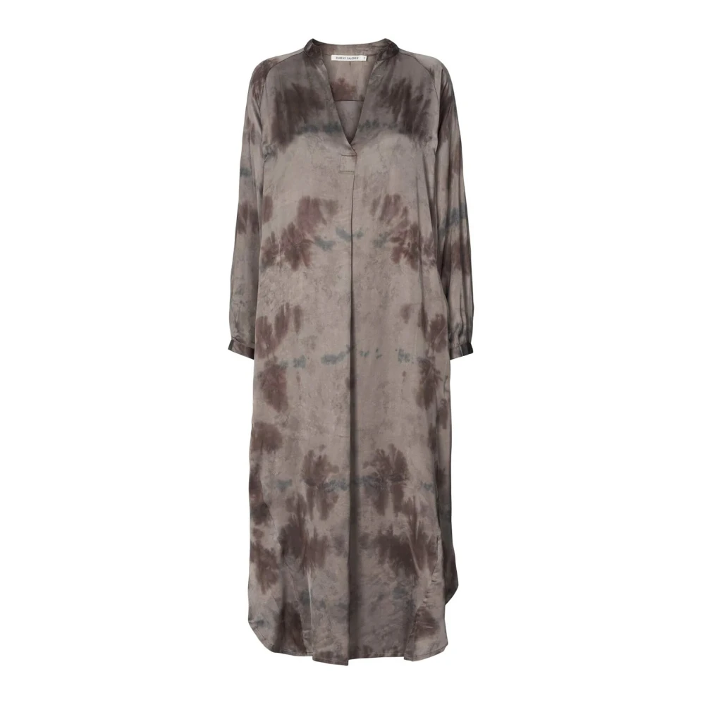 Rabens Saloner Tie-Dye Overhemdjurk Asphalt Houda Gray Dames