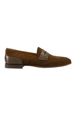 Split Calfskin and Alligator Slippers