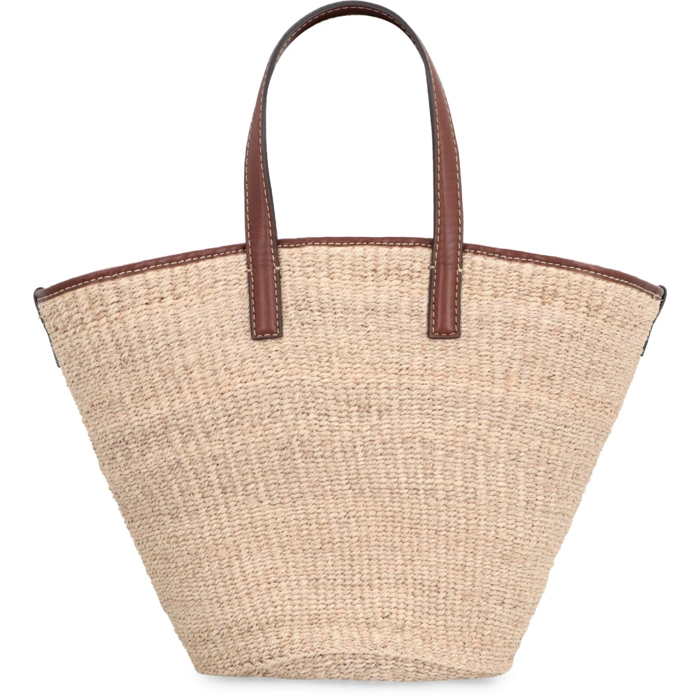 Stella Mccartney Geweven Raffia Tote Tas met Kunstleren Details Beige Dames