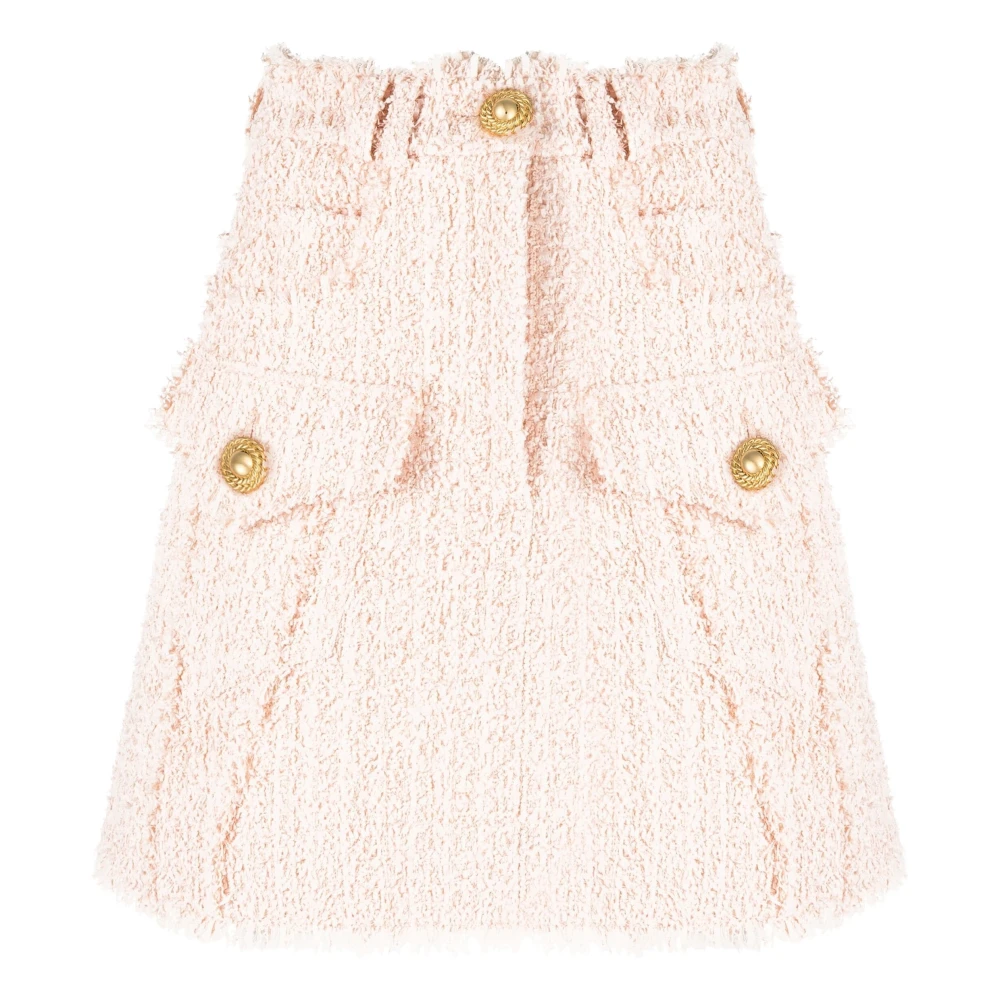 Balmain Beige Tweed Miniskirt Casual Style Beige Dames