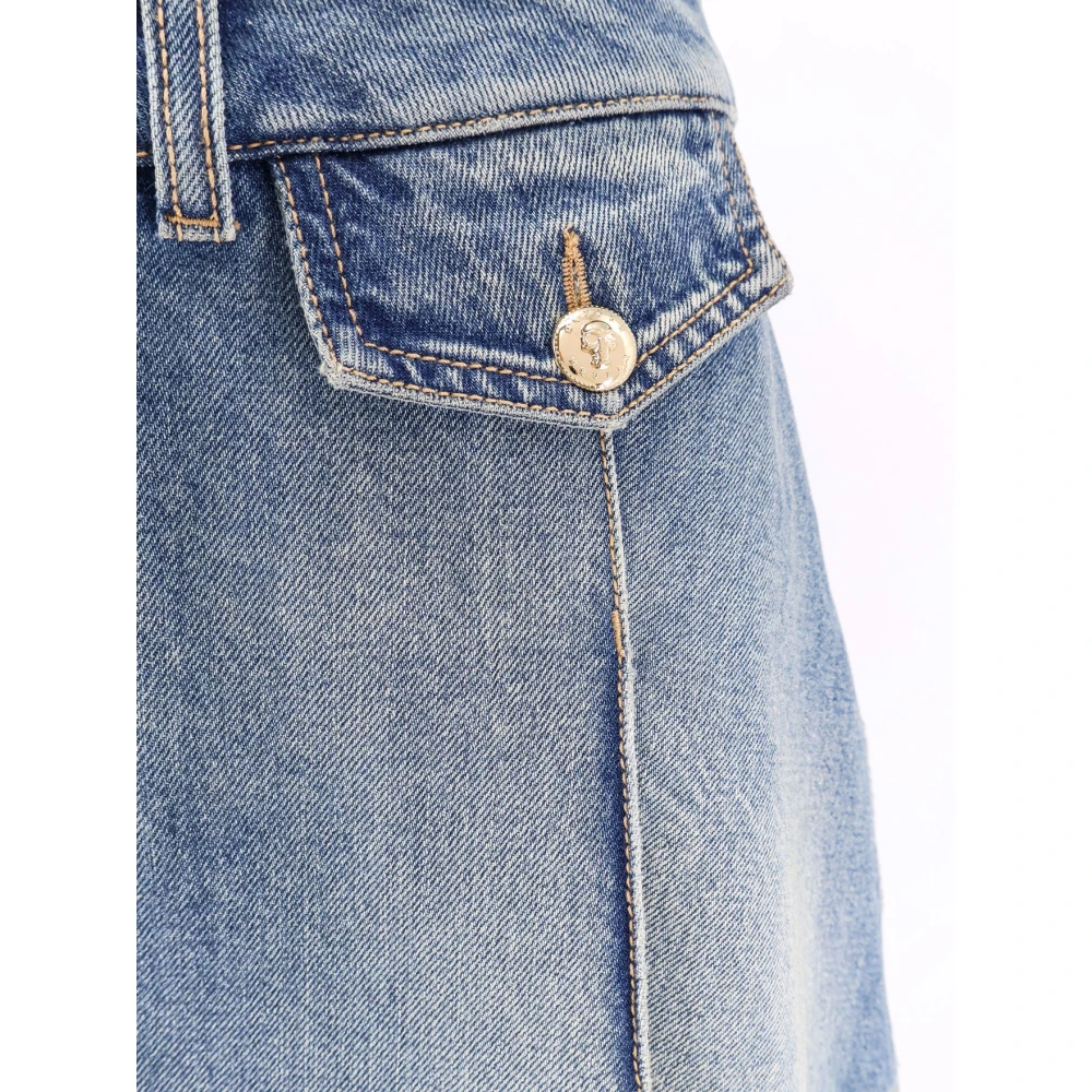 alexander mcqueen Denim minirok met Skull knopen Blue Dames