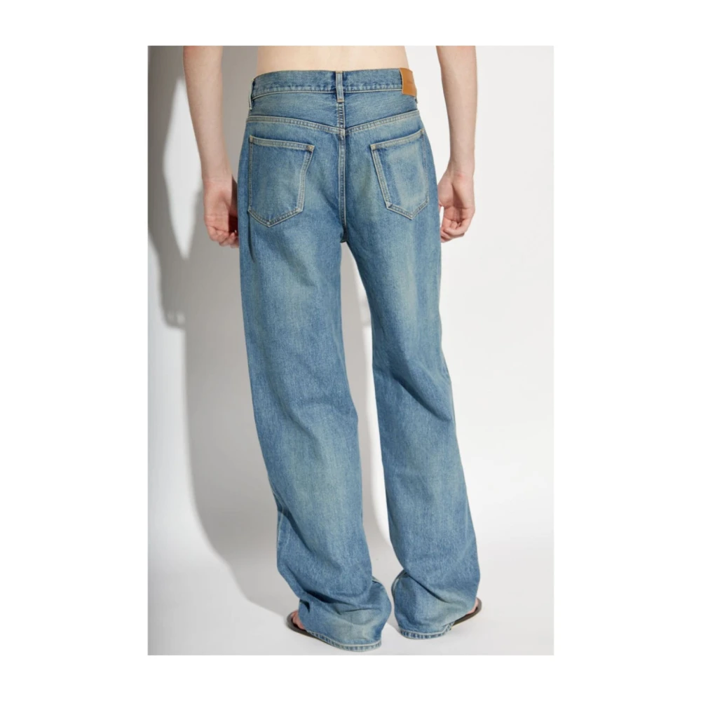 Saint Laurent Blauwe Gewassen Denim Straight Leg Jeans Blue Heren