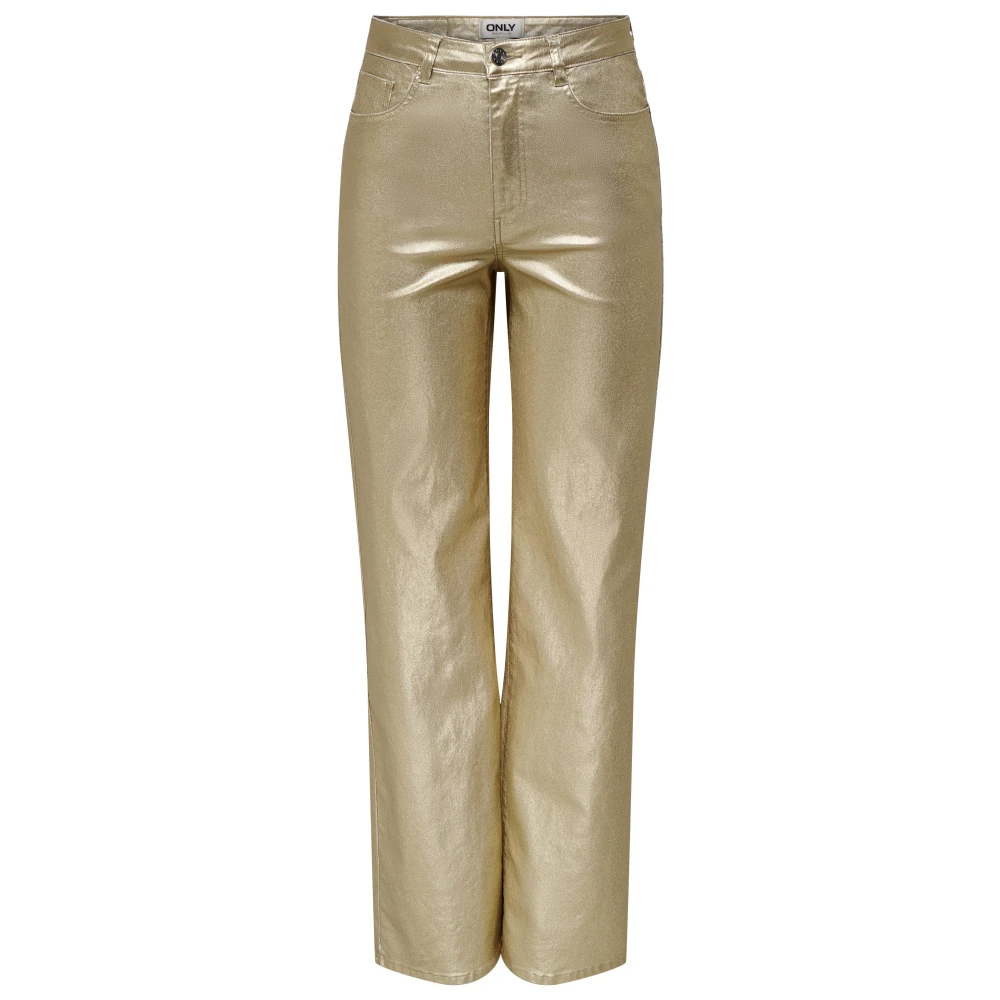 Only Metalen Gecoate Gouden Broek Yellow Dames
