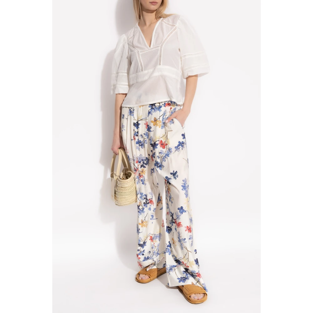 Munthe Bloemenpatroon broek Faicus Beige Dames
