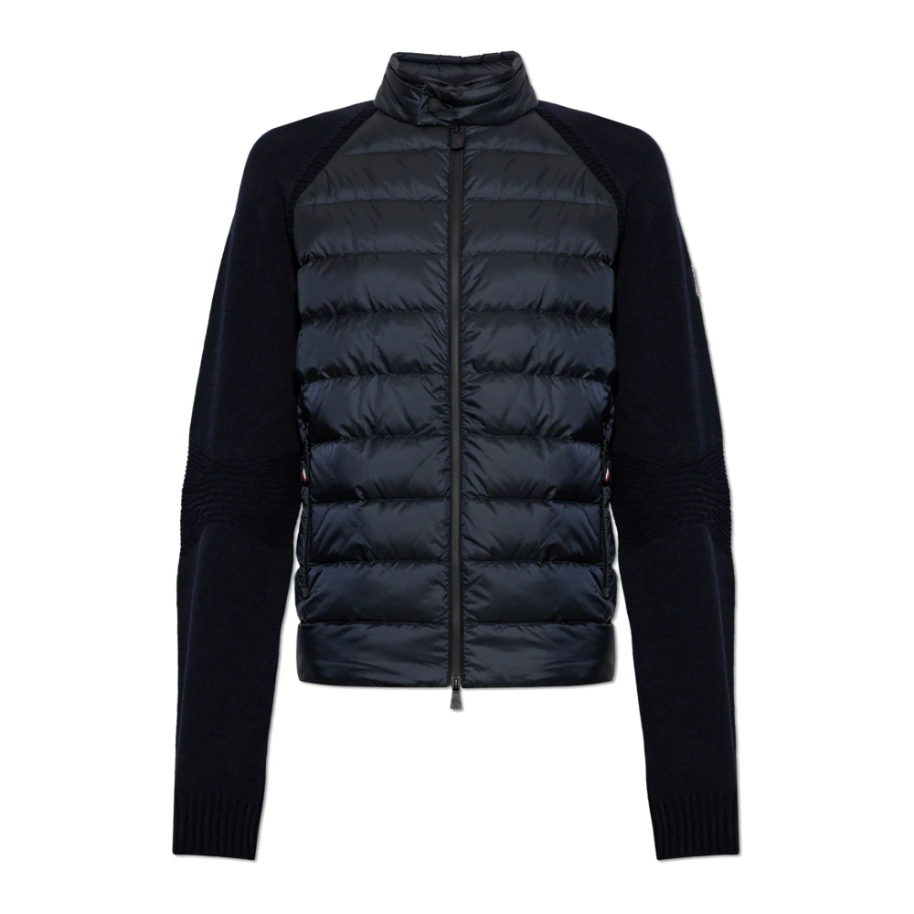 Moncler , Winter Jackets, Male, Blue, L, Wool-Blend Padded Zip-Up Cardigan - Image 4