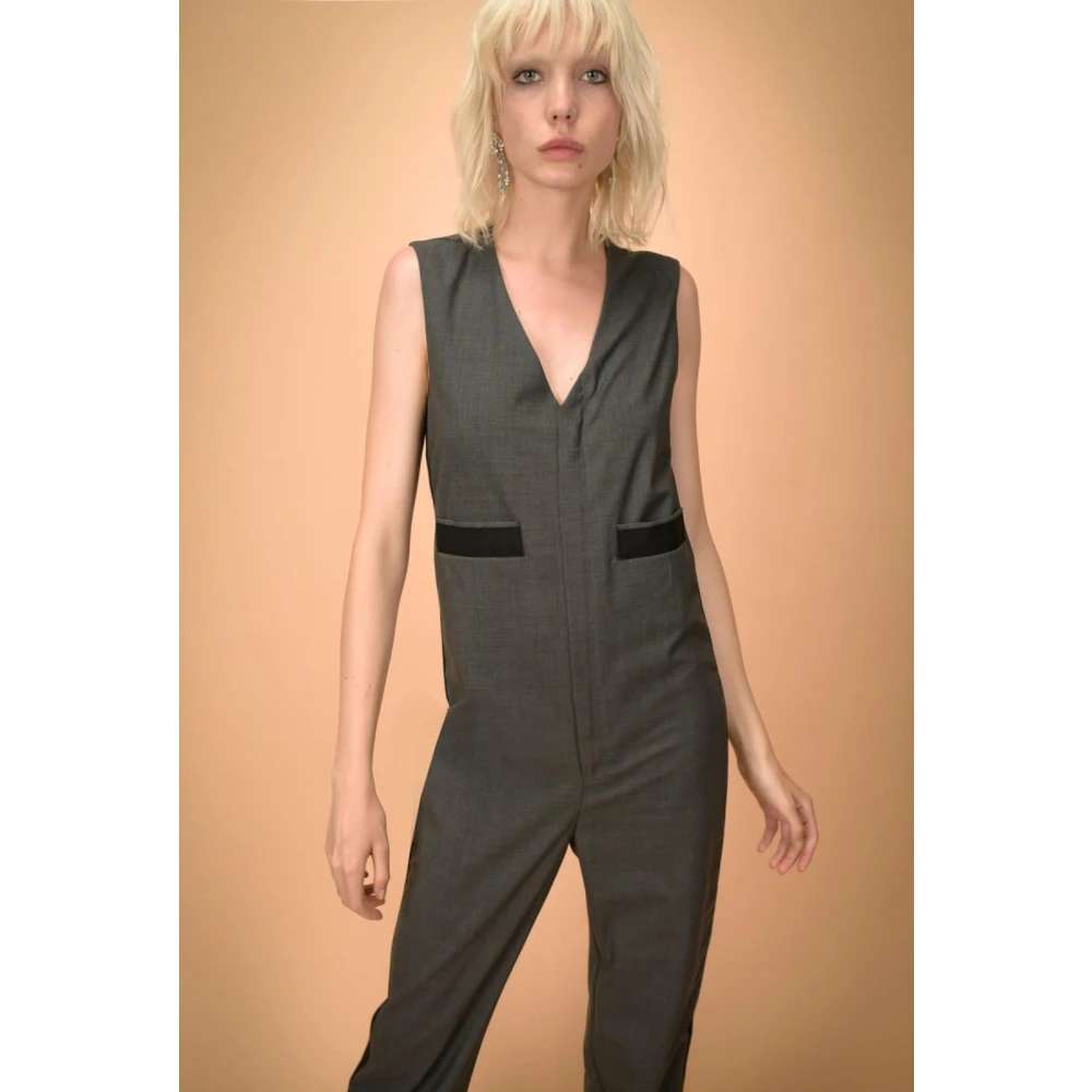 pinko Fresco Wol Jumpsuit Gray Dames