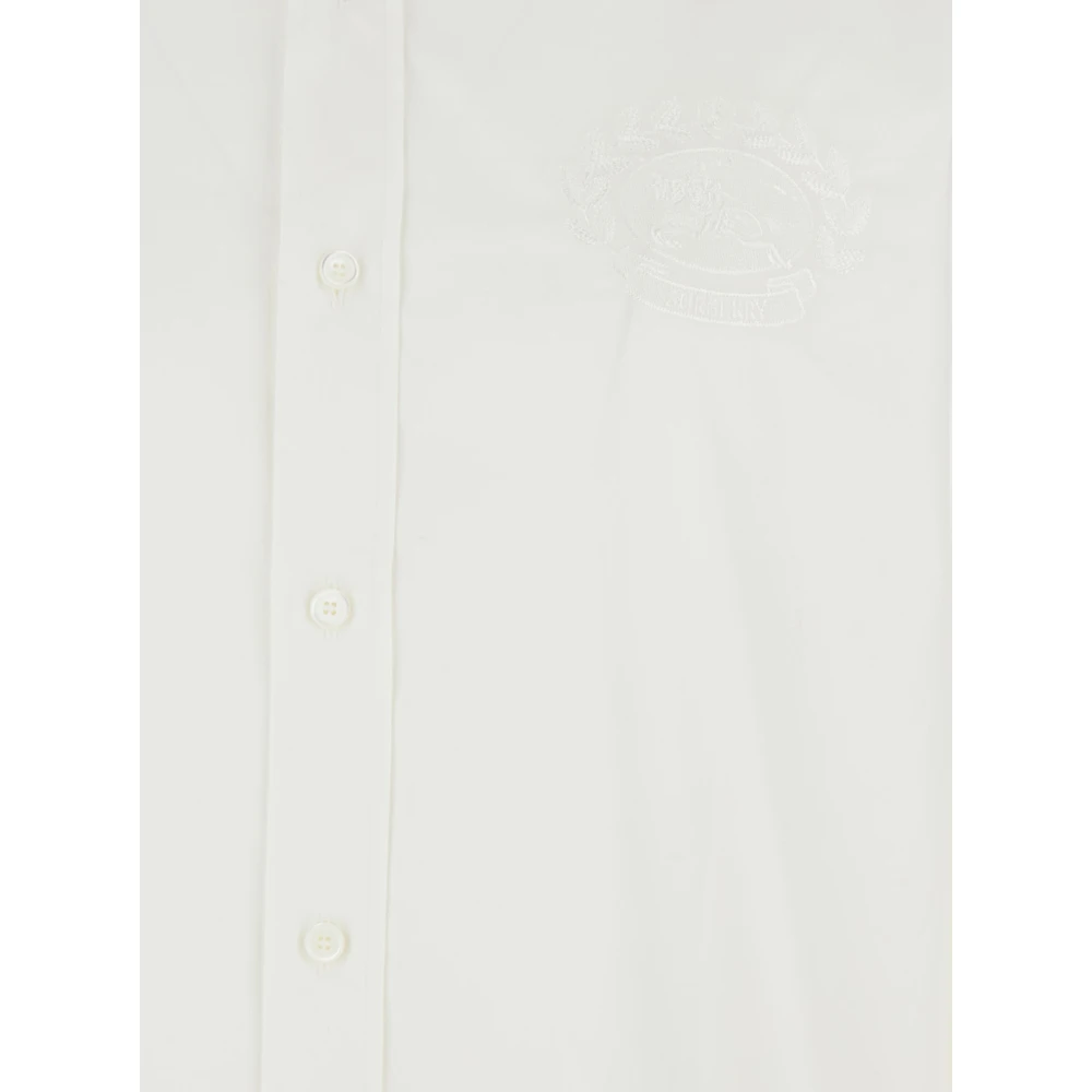 Burberry Klassiek Wit Overhemd met Logo Borduursel White Heren