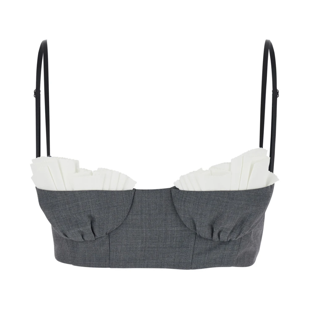 Shushu Tong Grijze Mouwloze Ruche Wol Zijde Top Gray Dames