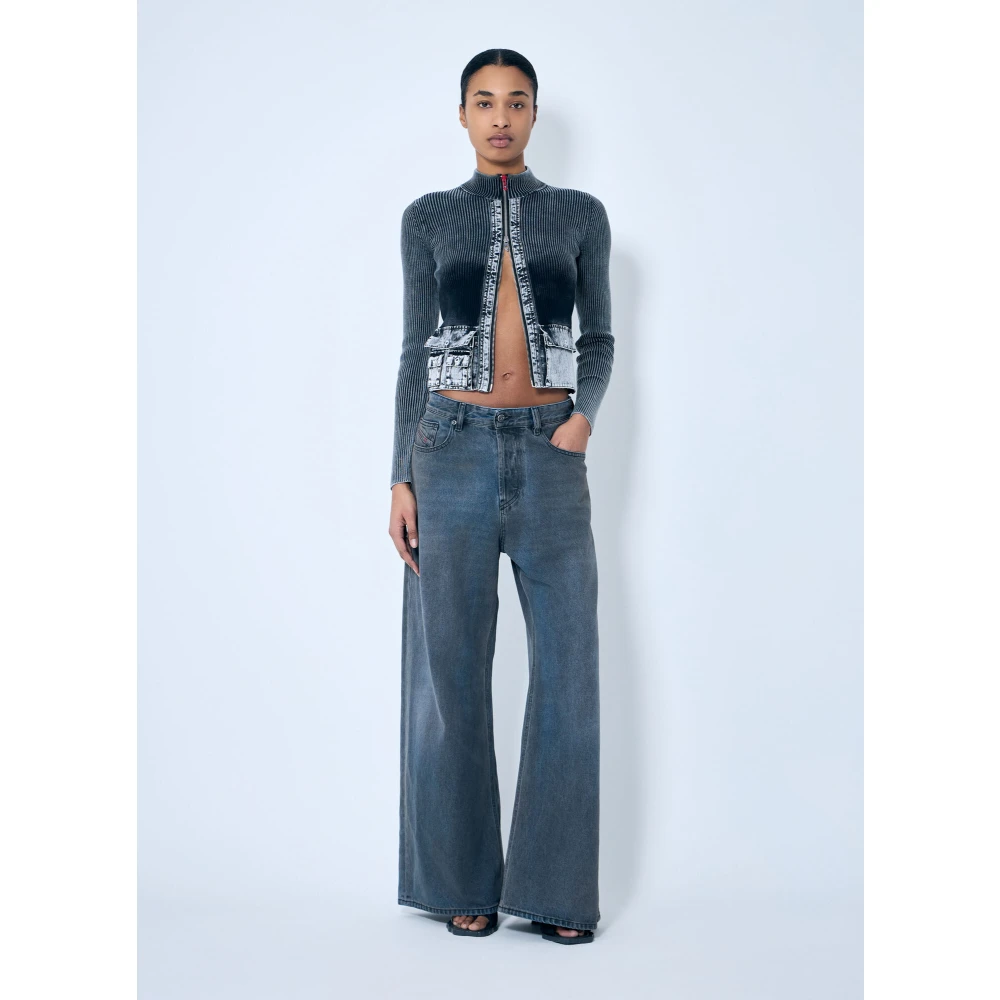 Diesel Geribbelde Melissa Cardigan met Ritssluiting Black Dames