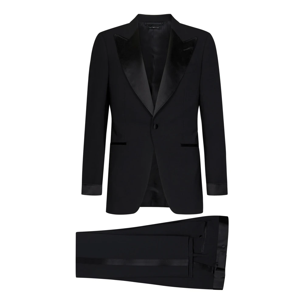 Tom Ford Zwart Lana Wol Tuxedo Suit Black Heren