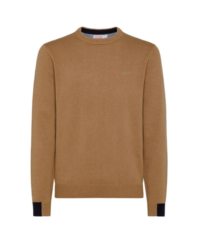 tricot-uni-col-rond-bord-cote