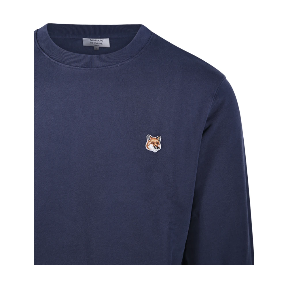Maison Kitsuné Blauwe Fox Head Patch Sweater Blue Heren