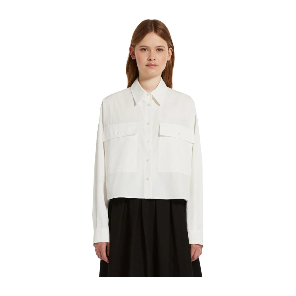 Max Mara Weekend Witte Cropped Shirt met Zakken White Dames