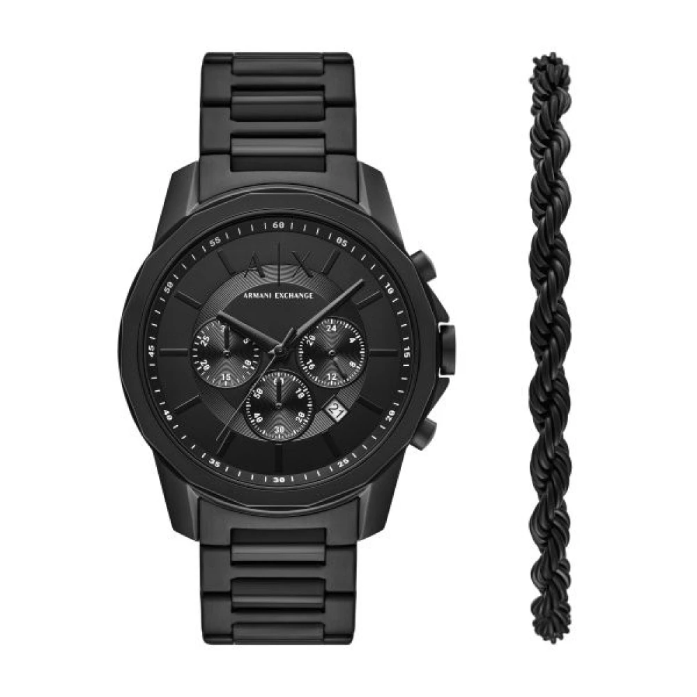 Armani Exchange Nero Set Orologio E Bracciale Con Cronografo In Acciaio Inossidabile - Immagine 2