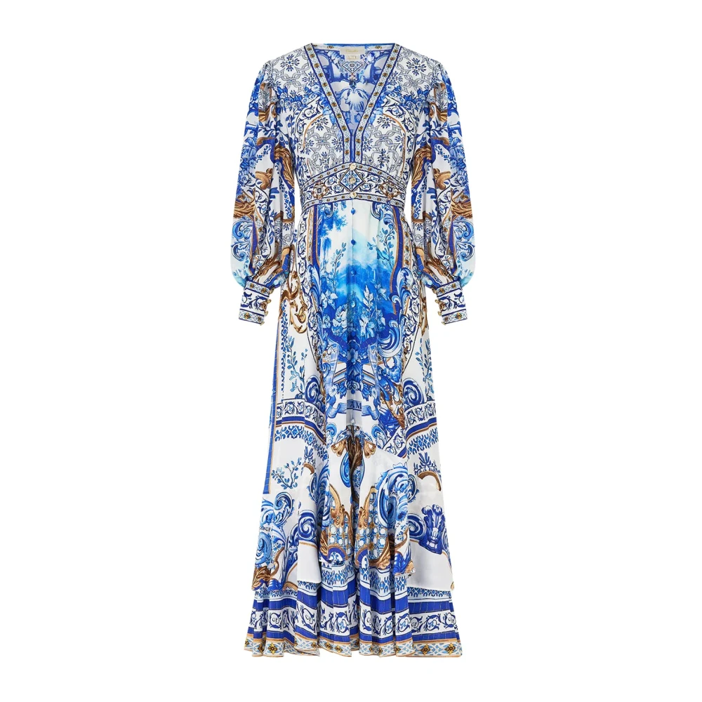 Camilla Zijden Jurk Azul Adventures Blue Dames
