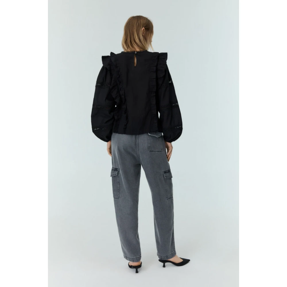 The New Society Gewassen Grijze Denim Cargo Broek Gray Dames