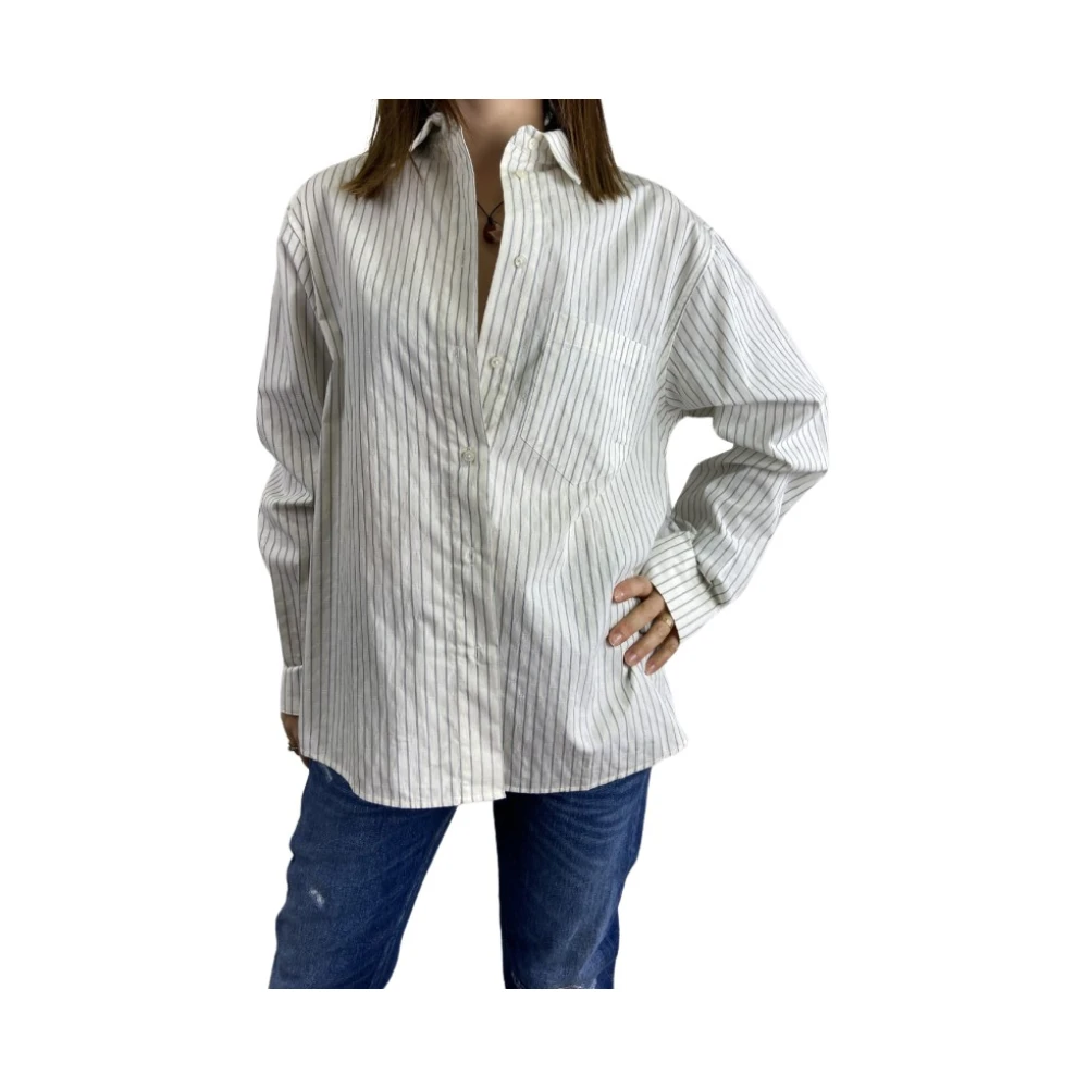 Anine Bing Oversized gestreept wit overhemd White Dames
