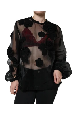 Blommig Mesh Långärmad Blus
