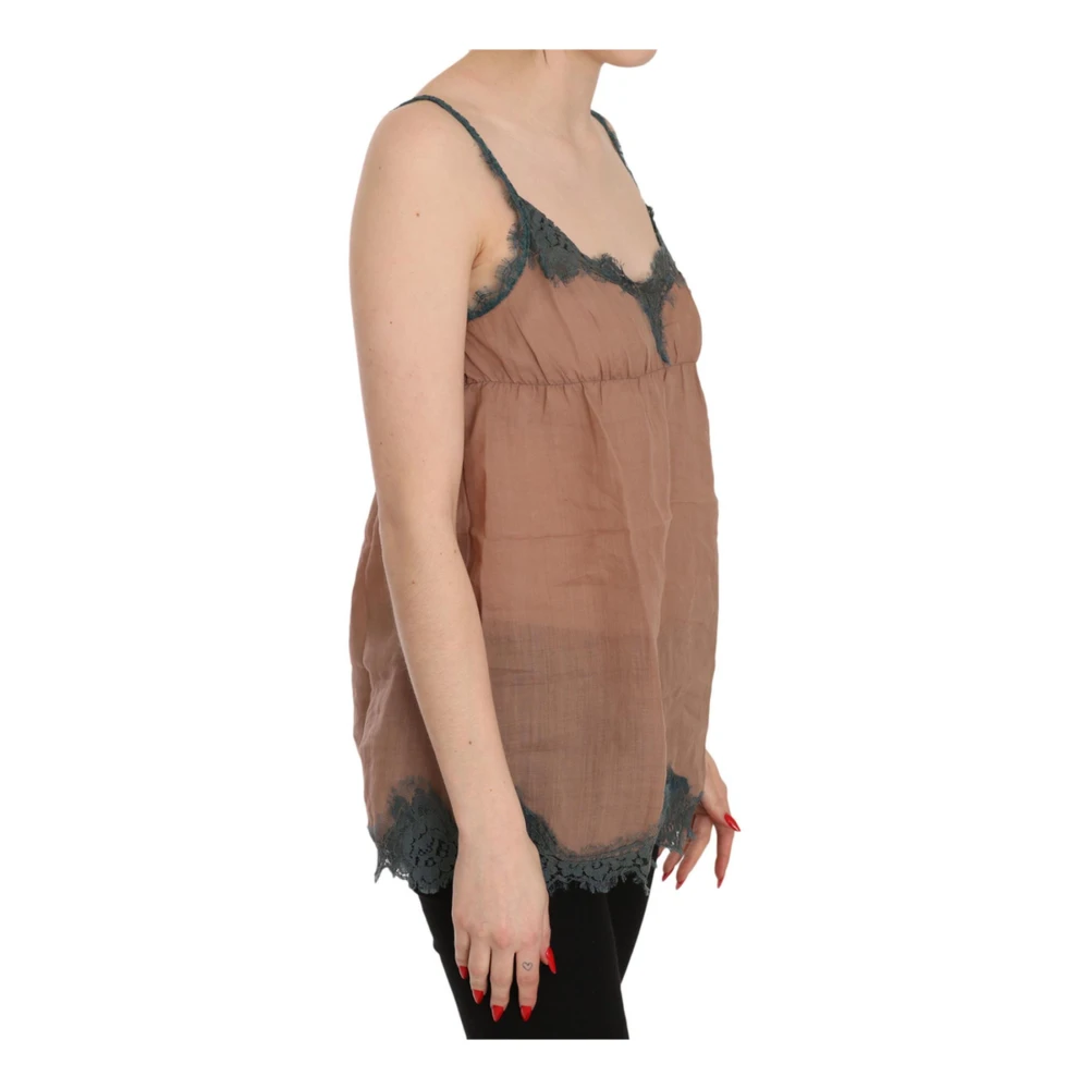 Pink Memories Bruine Kant Tanktop met Logo Brown Dames