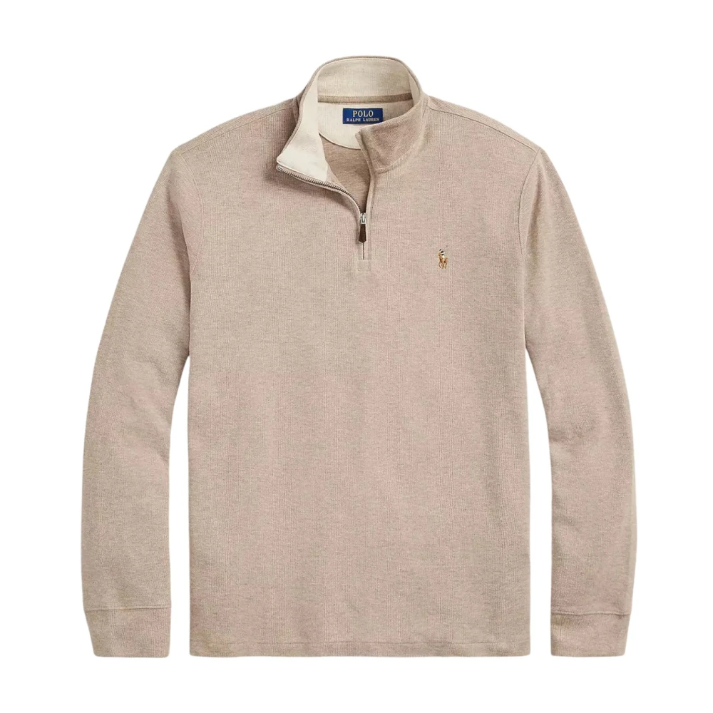 Ralph Lauren Zip-Up Turtleneck Trui Beige Heren
