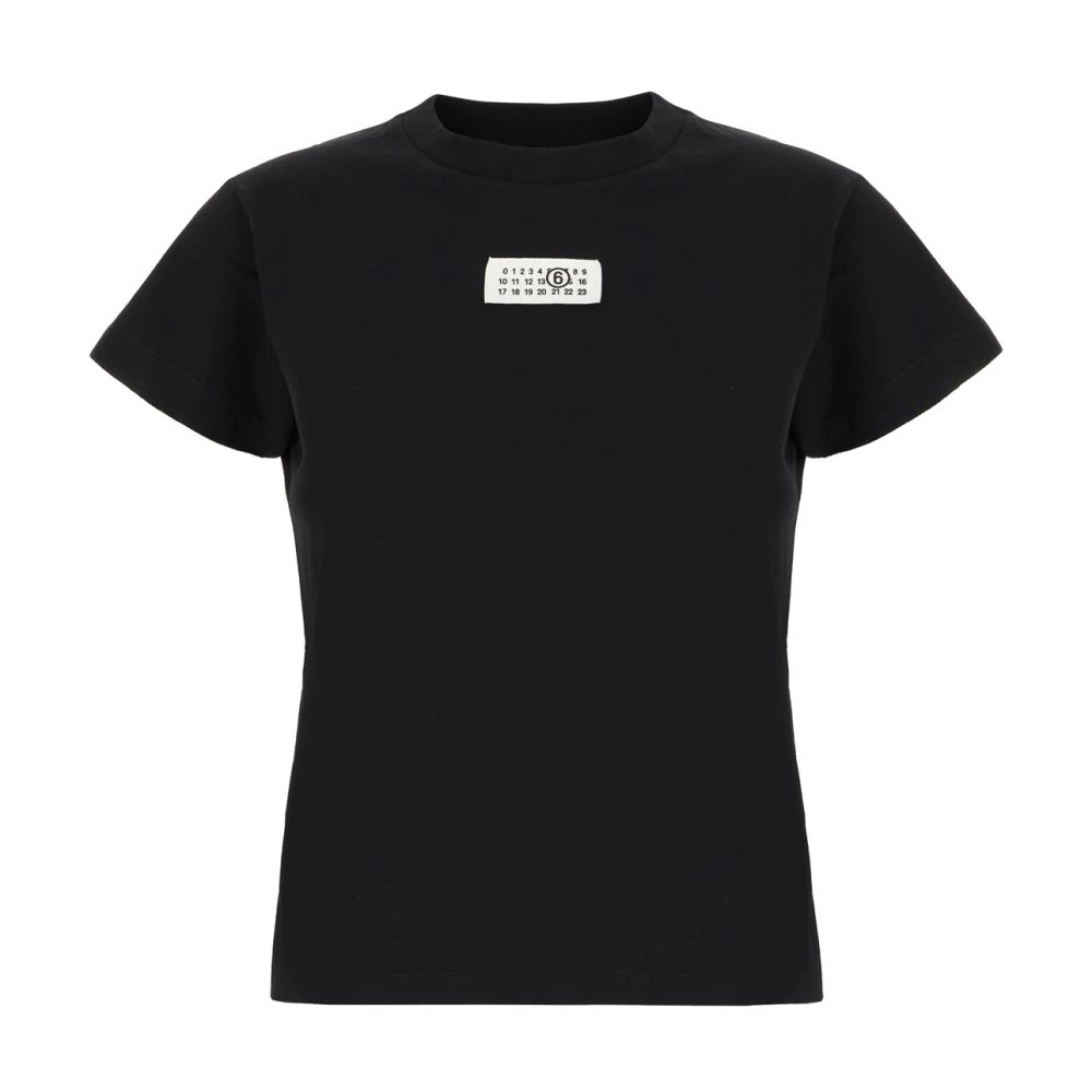 Mm6 Maison Margiela Women's Black T-Shirts, M, Casual Cotton T-Shirt In Various Colors