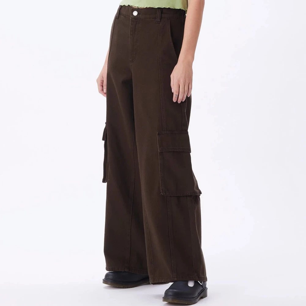 Obey Cargo Denim Broek in Bruin Brown Dames