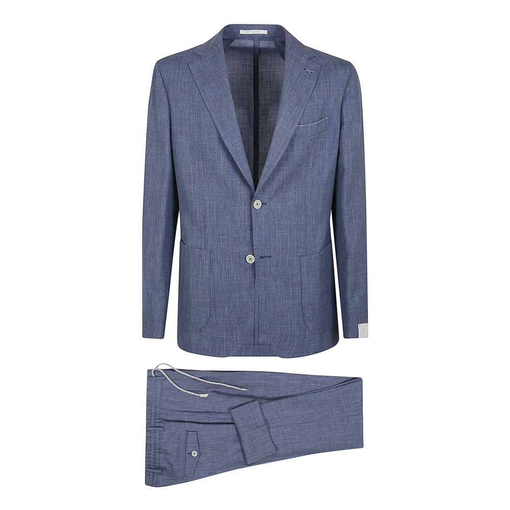 Eleventy Blauw Wol-Zijde-Linnen Pak voor Mannen Blue Heren
