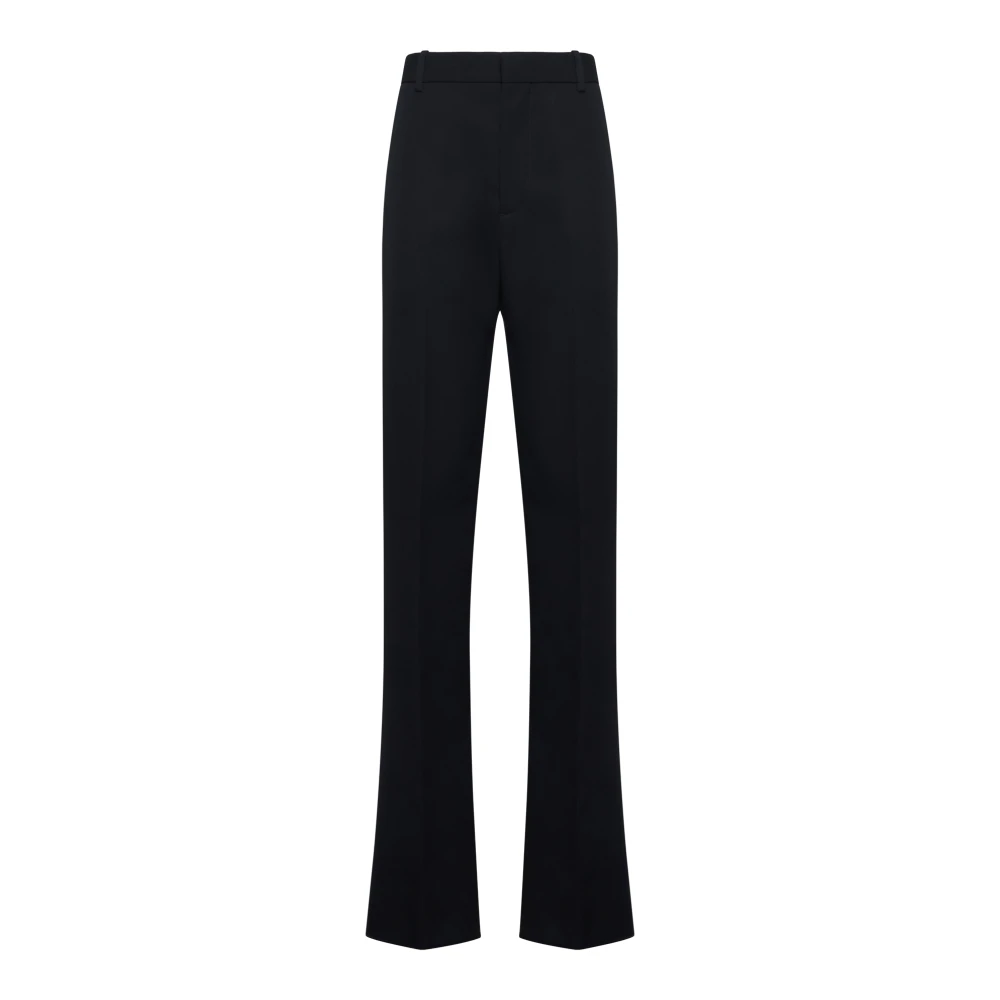 Bottega Veneta Zwarte Wollen Flared Broek Black Dames