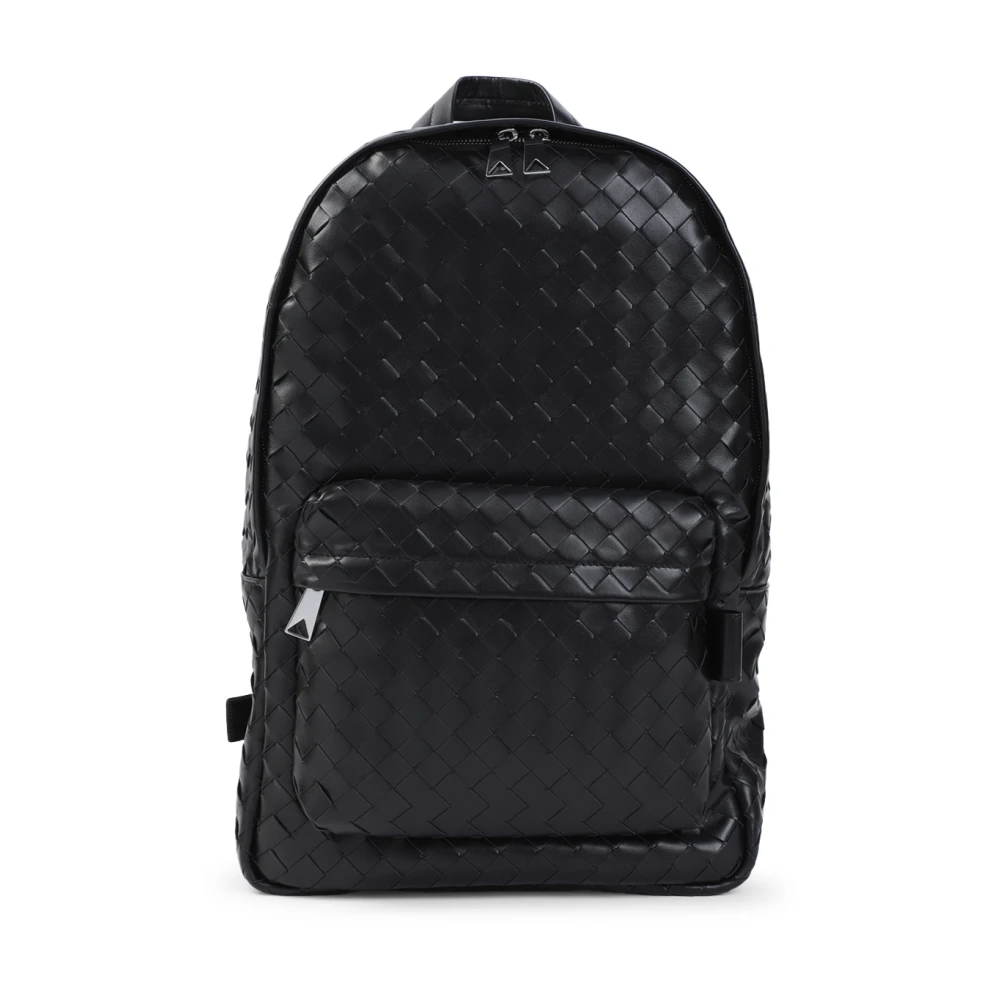 Bottega Veneta Zwarte Leren Rugzak Stijlvolle Herentas Black Heren
