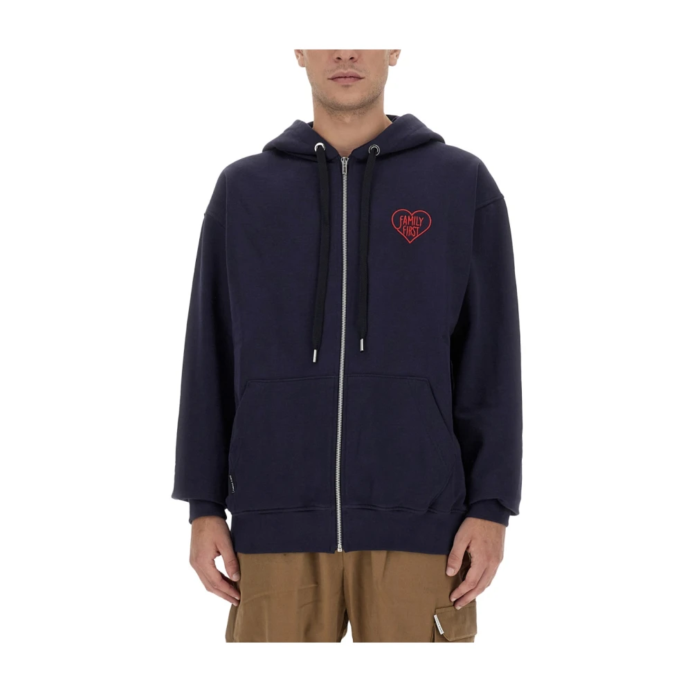Family First Logo Zip Sweatshirt Blue Heren