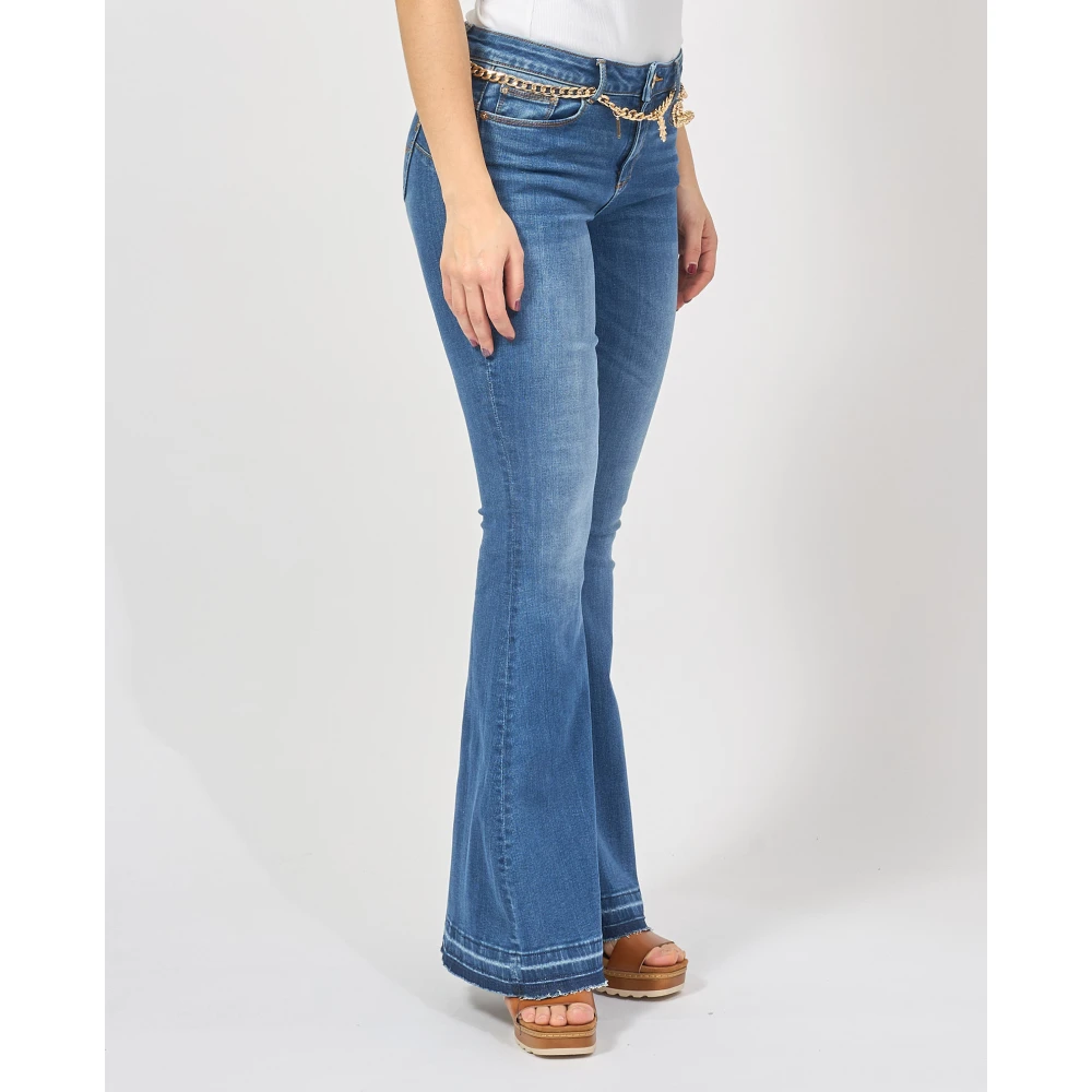 Fracomina Blauwe Slim Fit Jeans met Wijde Zoom Blue Dames