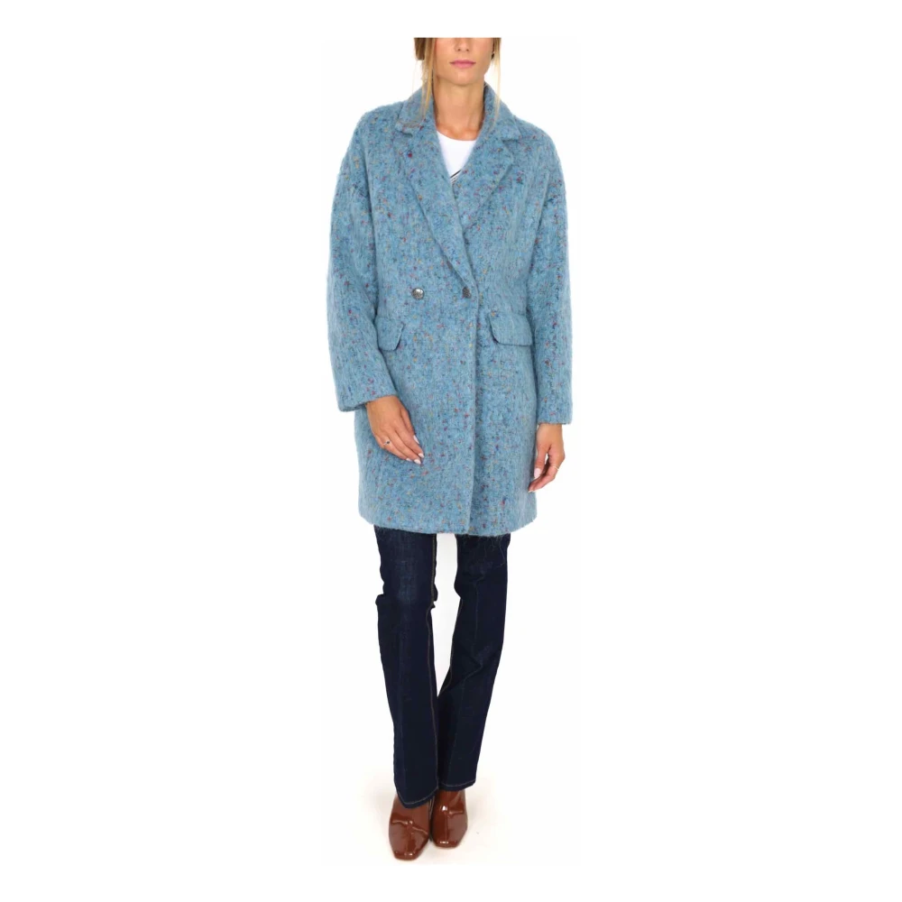 Liu Jo Oversized Blauwe Wollen Jas Blue Dames