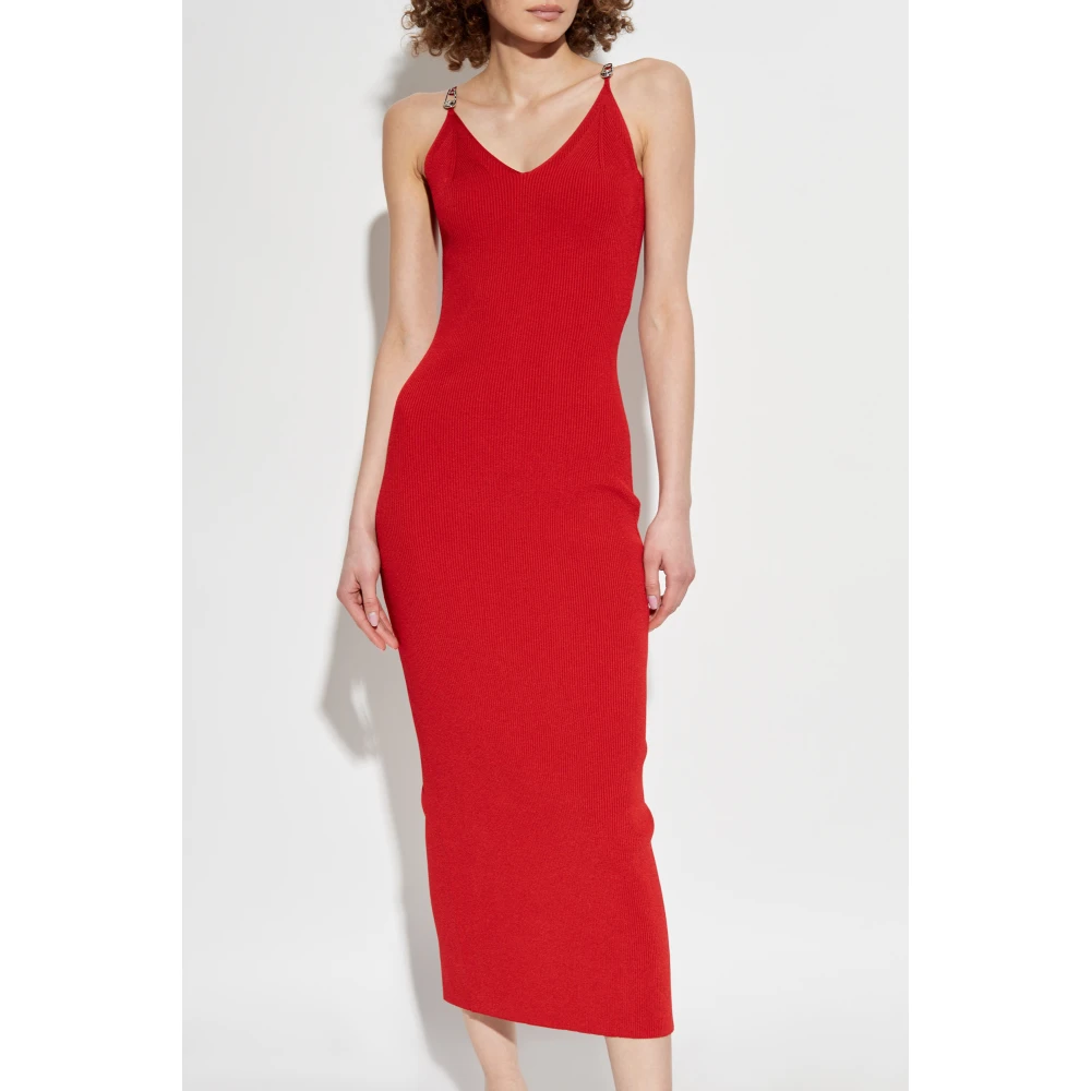 Versace Aansluitende jurk met bandjes Red Dames