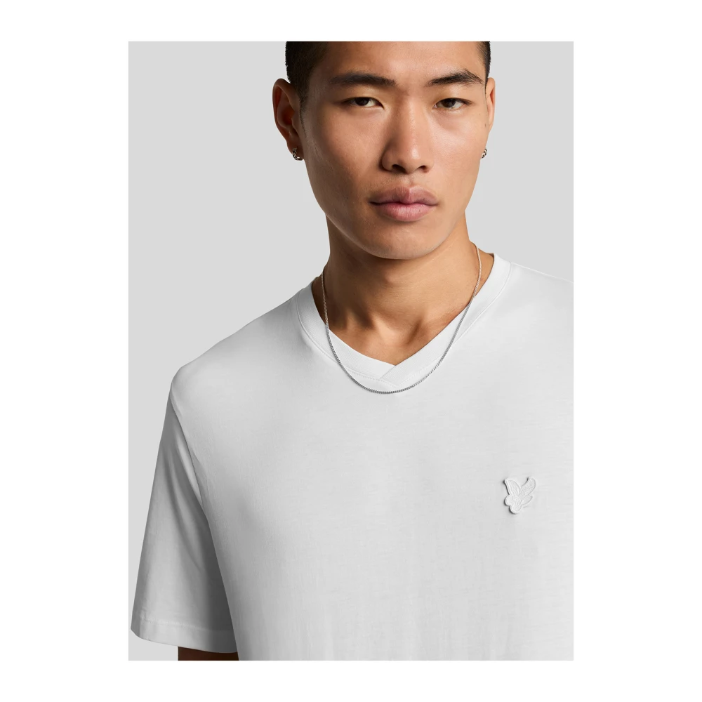 Lyle & Scott SS T-shirts Superfine V Neck T-shirt White Heren