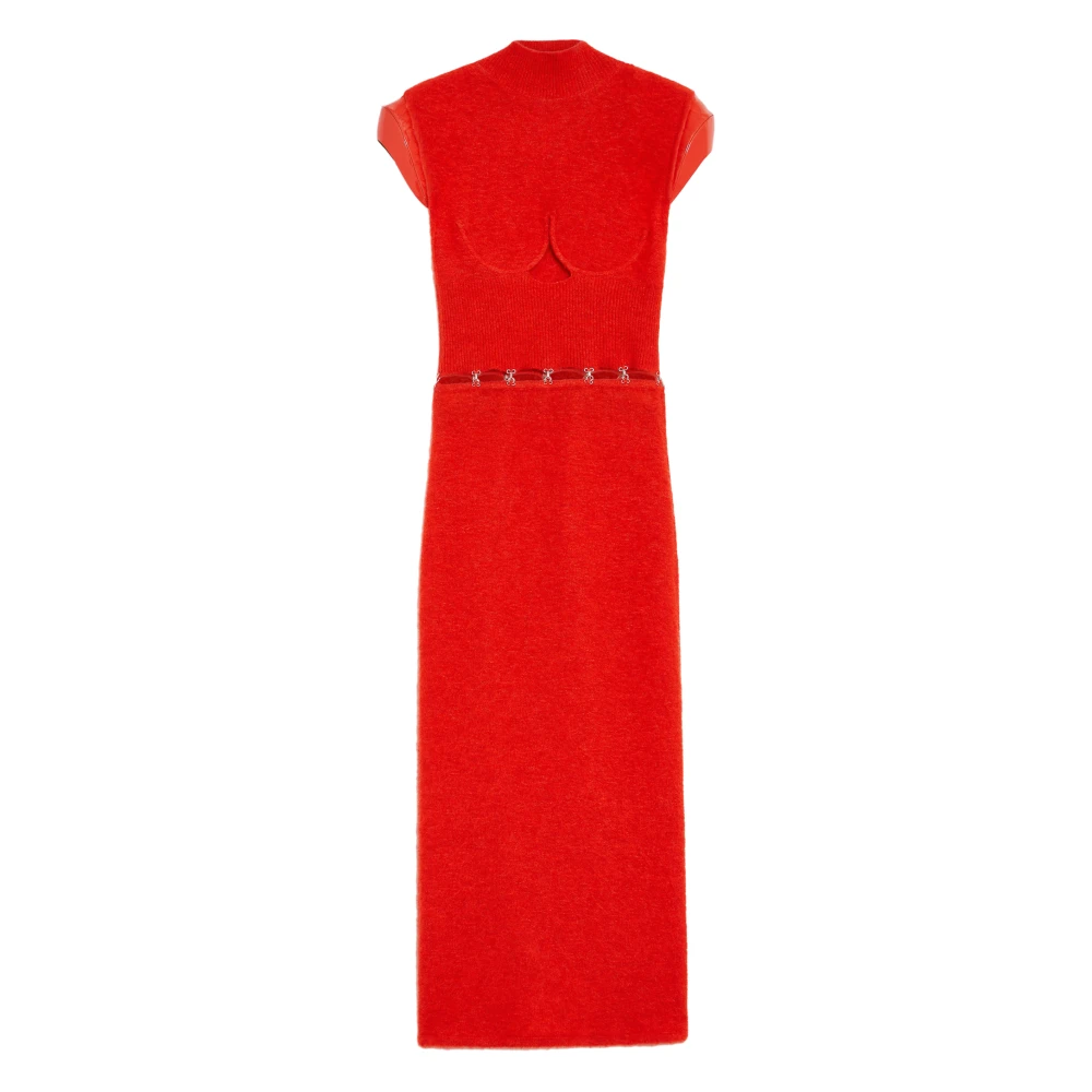 SPORTMAX Chique Midi Jurk met Metallic Clips Red Dames