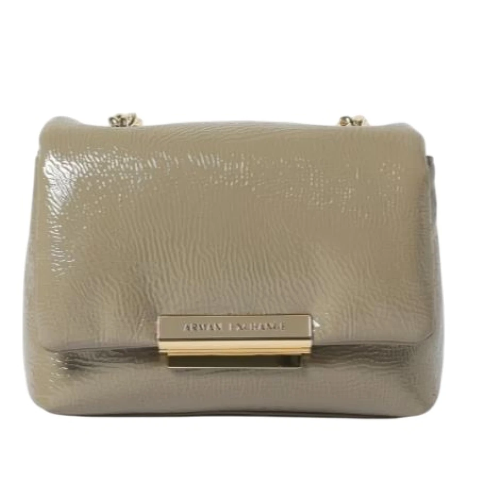 Armani Exchange Women's Beige Small Quilted Shoulder Bag With Chain